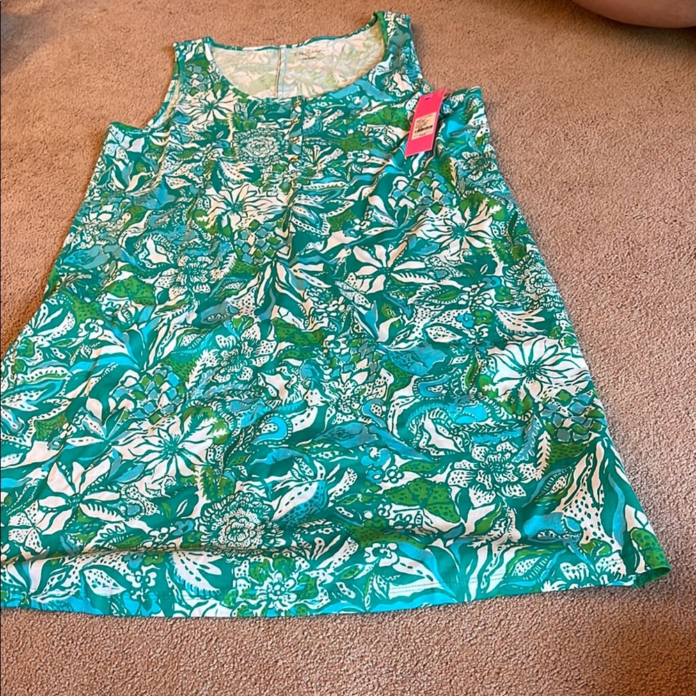 Floral Green and White Dress